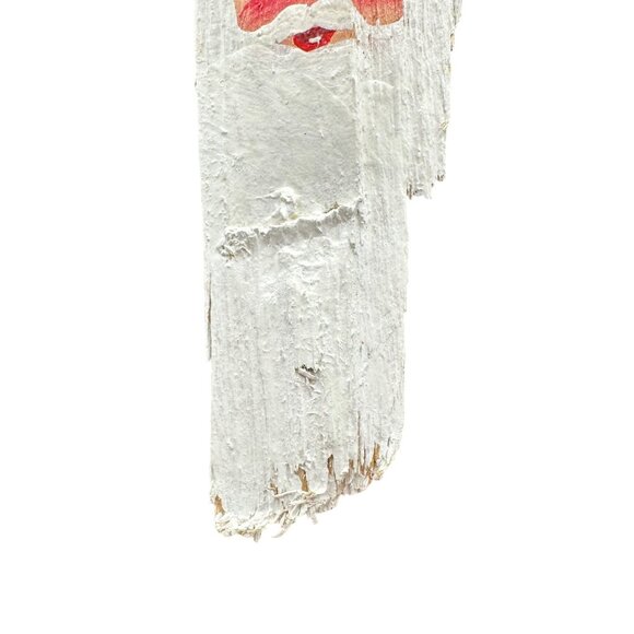 Hand Painted Santa Claus Wood Pin Brooch Christmas Holiday Hat Red White - Picture 5 of 9